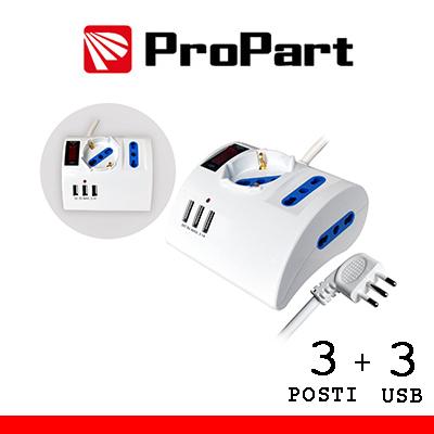 Multipresa 3pos tavolo bipasso bip/schuko USB sp16A int