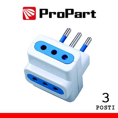 Adattatore triplo 3pos 10A spina10A polybag
