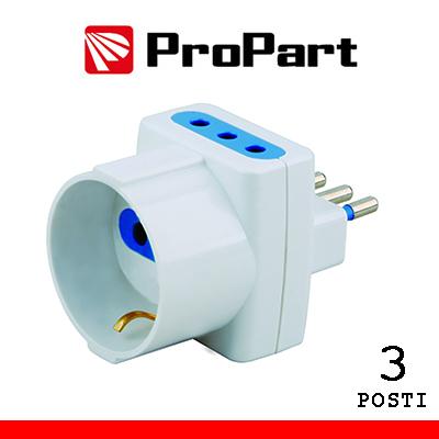 Adattatore triplo 3pos 10A/schuko spina10A polybag