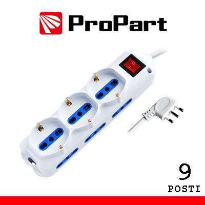 Multipresa 9pos bipasso bipasso/schuko spina16A int nera