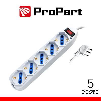 Multipresa 5pos bipasso/schuko spina10A interr.