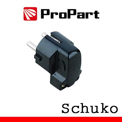 Spina schuko 90 nera polybag