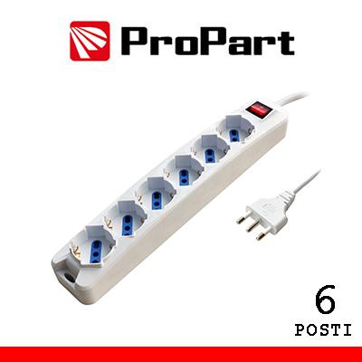 Multipresa 6pos bipasso/schuko spina16A inter 3m