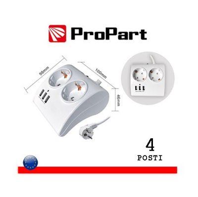 Multipresa da tavolo 2pos Schuko 3 USB spina Schuko inter