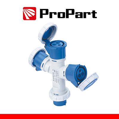 Adattatore triplo Spina ind.16A 2PT 220-250V CEE IP67