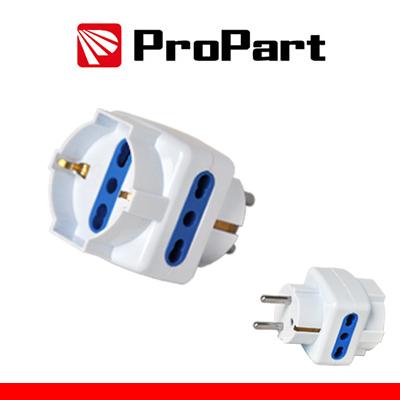 Adattatore triplo 3pos bipasso/schuko spina Schuko