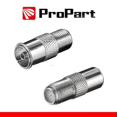 Adattatore antenna TV 75 Presa F - Presa TV 9.5mm metallic