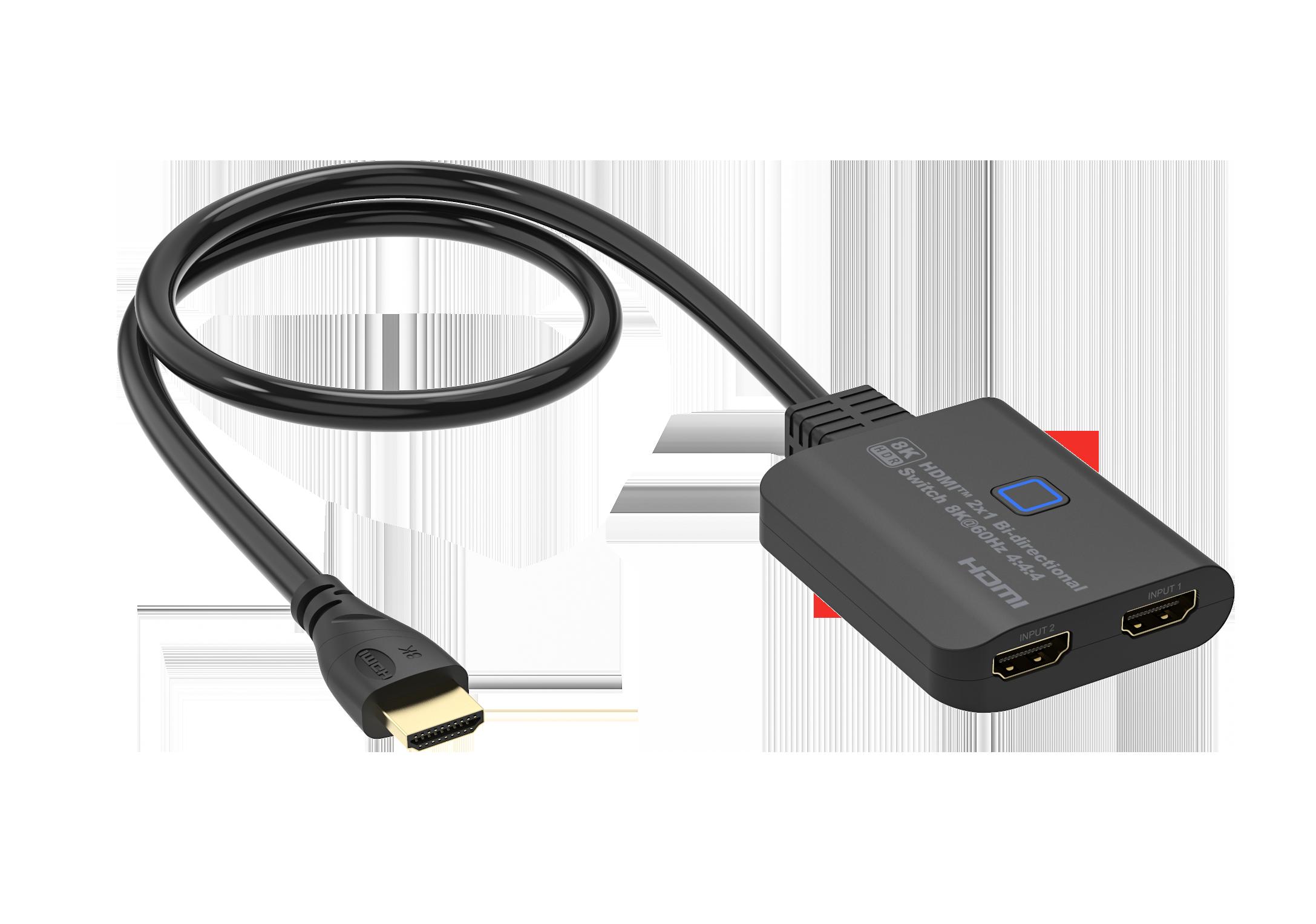 Switch HDMI 2x1 Splitter 1x2 2 Bidirezionali 8K60hz