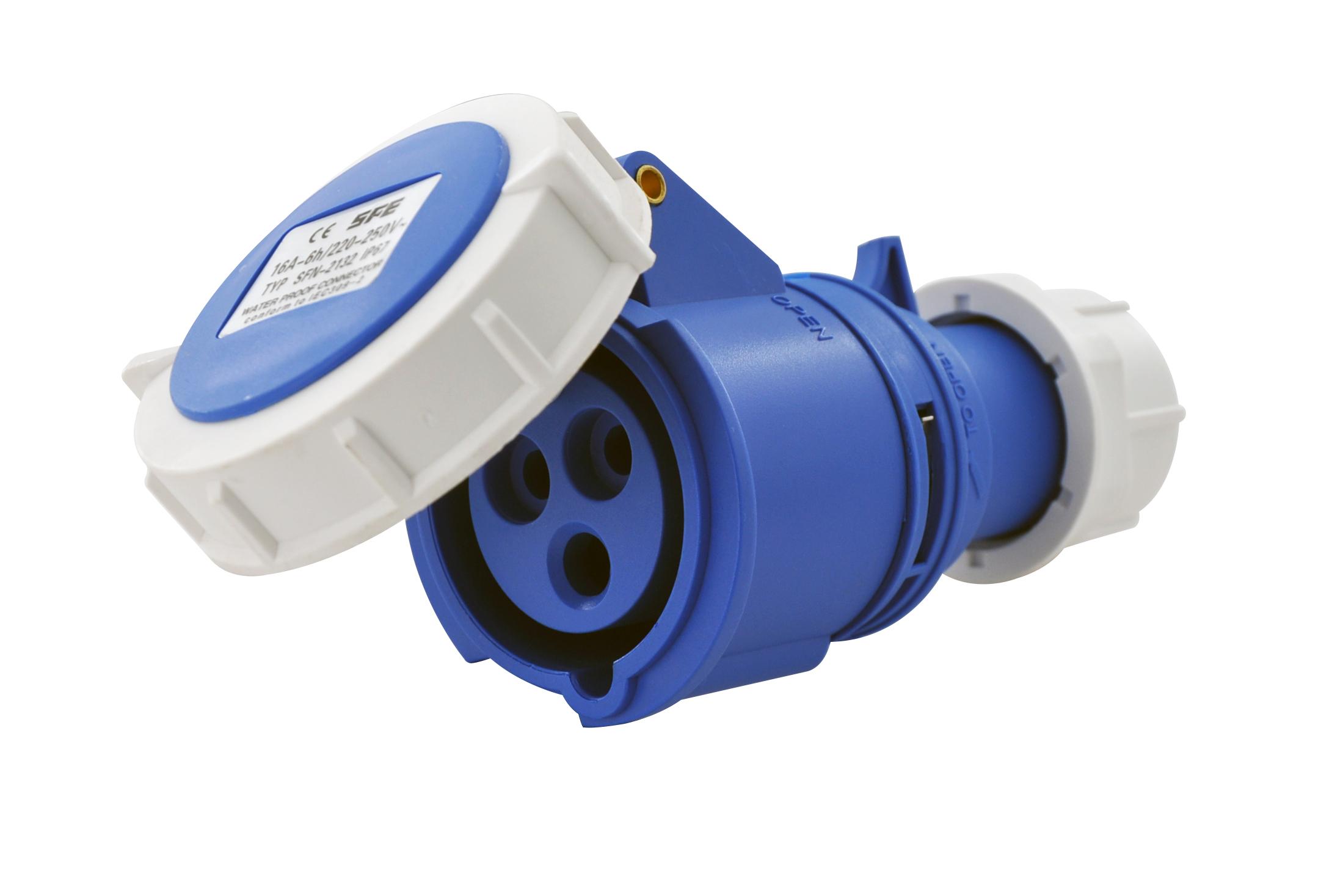 Presa Mobile Diritta Indust. CEE 16A-6h 2PT 220-250V IP67