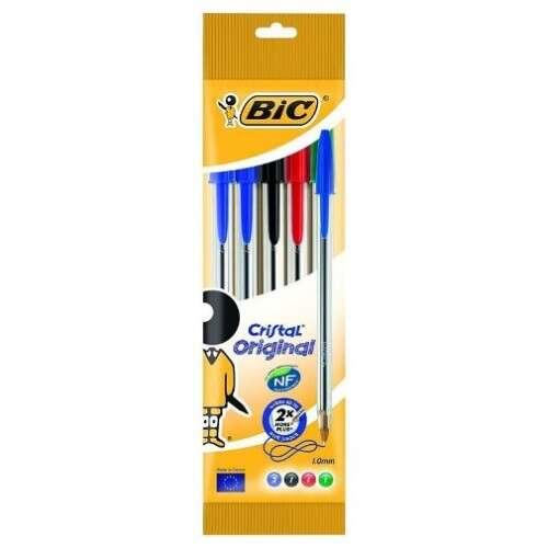 Penna a sfera originale BIC Crystal - punta tonda da 10 mm - scatta 04 mm - getto d'inchiostro a base di olio - colore normale