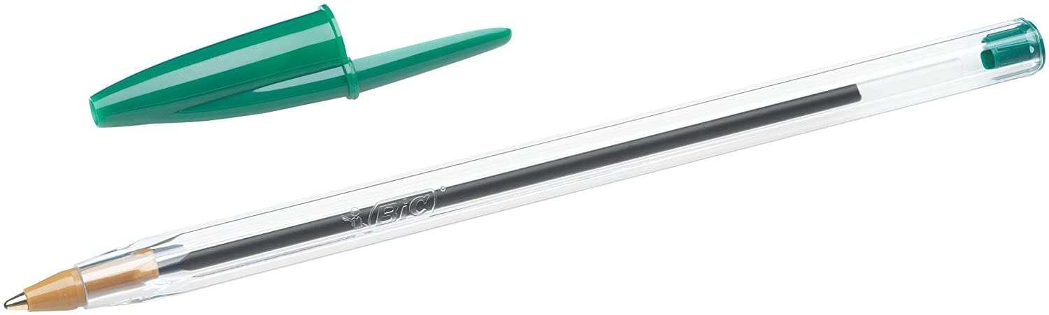 Penna sfera Originale Bic Cristal - Punta Tonda da 10 mm - Texture 04 mm - Incisione a base di olio - Colore Verde