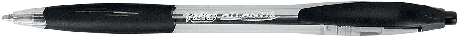 Penna a sfera retrattile Bic Atlantis Classic - Punta da 1 mm - Corpo trasparente con impugnatura - Colore nero