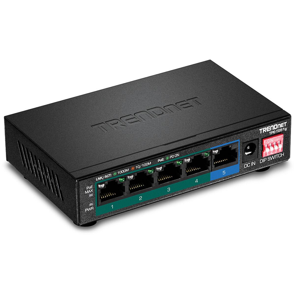 Trendnet TPE-TG51G switch di rete Gigabit Ethernet 10/100/1000 Supporto Power over Ethernet PoE Nero (5-PORT GIGABIT POE SWITCH