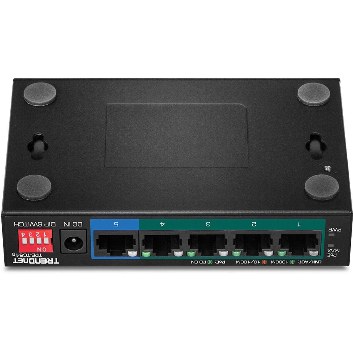 Trendnet TPE-TG51G switch di rete Gigabit Ethernet 10/100/1000 Supporto Power over Ethernet PoE Nero (5-PORT GIGABIT POE SWITCH