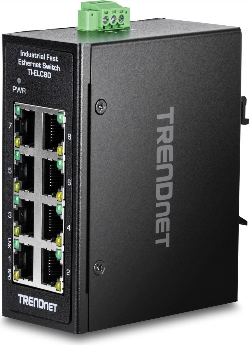 8-PORT INDUSTRIAL FAST ETHERNE - DIN-RAIL MINI SWITCH