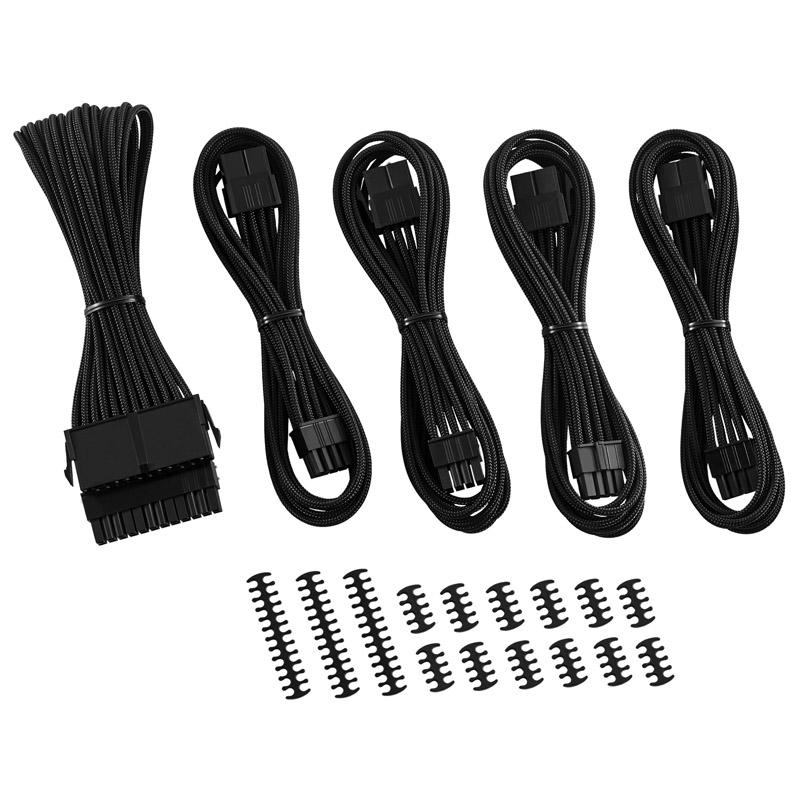 CableMod Classic ModMesh 8+8 Series Sort StrÃ¸mkabelpakke