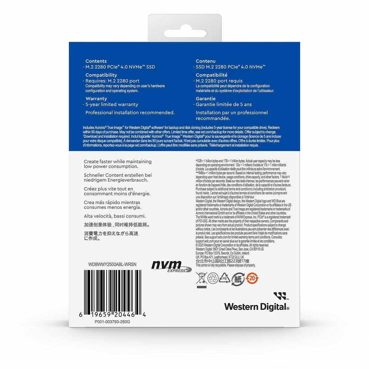 Western Digital Blue SN580 M.2 250 GB PCI Express 4.0 TLC NVMe (WD SSD M.2 [2280] 250GB Blue SN580 PCIe 4.0/NVMe [Di])