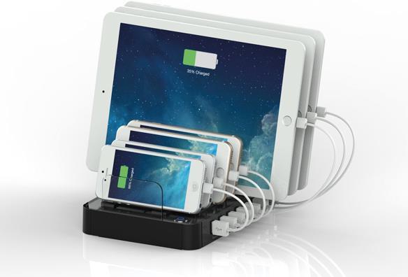 Stazione di ricarica Roline - Alimentazione - 12 watt - 4 A - 7 punti di connessione di uscita (7 x 4 -pilot USB Tipo A)