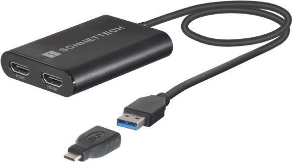 Adattatore USB DisplayLink Spina USB-A e GT Dual 4K HDMI nero 30 cm per Mac M1 e M2