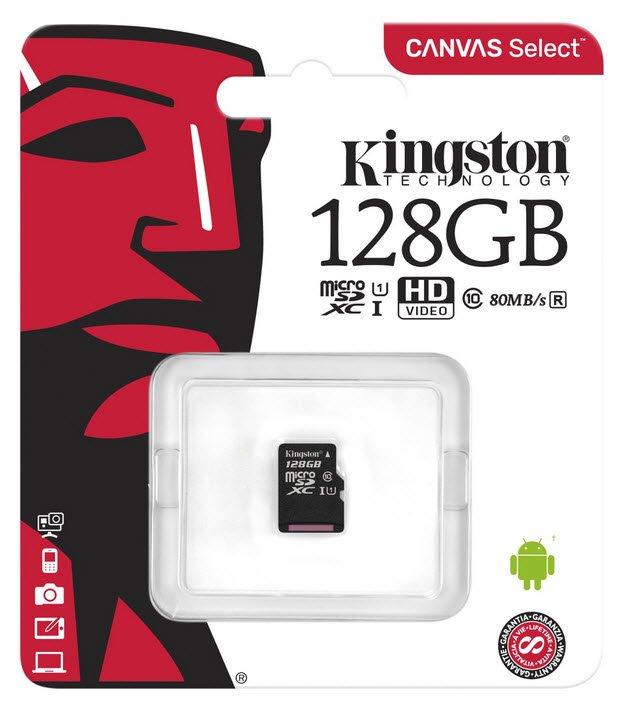 KINGSTON MICRO SD 128GB CL10 CANVAS SELECT PLUS SDCS2/128GBSP NO SDCARD ADAPTER