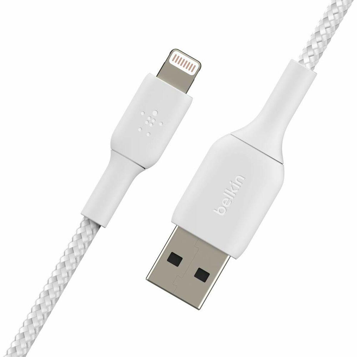 LIGHTNING-USB-A CABLE BRAID 0.15M WHITE