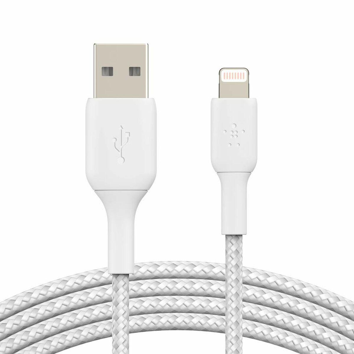 LIGHTNING-USB-A CABLE BRAID 0.15M WHITE