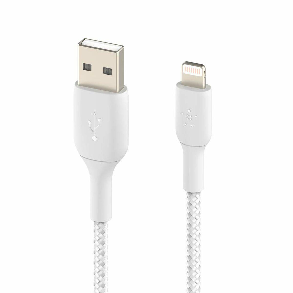 Belkin CAA002BT1MWH cavo Lightning 1 m Bianco (BOOST CHARGE LIGHTNING TO USB-A - CABLE BRAIDED 1M WHITE)