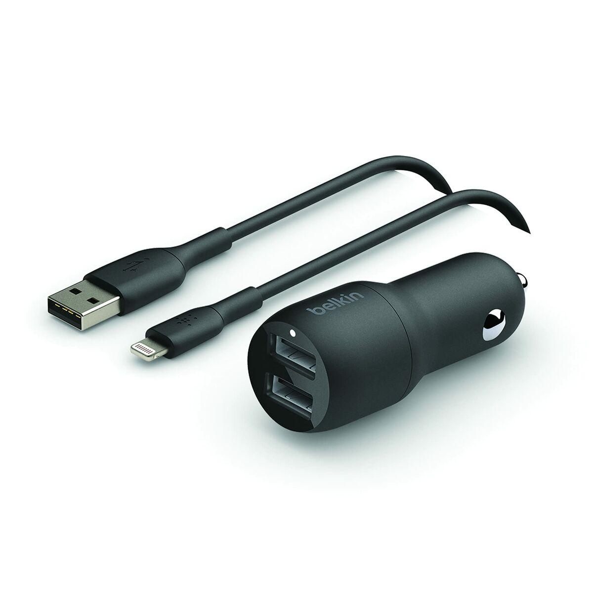 Belkin Boost Charge Universale Nero Accendisigari Auto (DUAL USB-A CHARGER CAR - W/LIGHTNING CABLE 1M 24W BLACK)