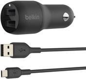 Belkin CCE002BT1MBK Caricabatterie per dispositivi mobili Nero Auto (DUAL USB-A CHARGER CAR - W/MICRO-USB CABLE 1M 24W BLACK)