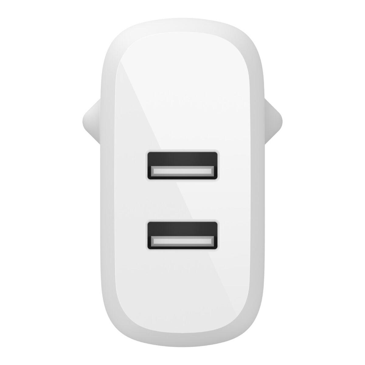 Belkin WCE001VF1MWH Caricabatterie per dispositivi mobili Bianco Interno (DUAL USB-A CHARGER - W/USB-C CABLE 1M 24W WHITE)
