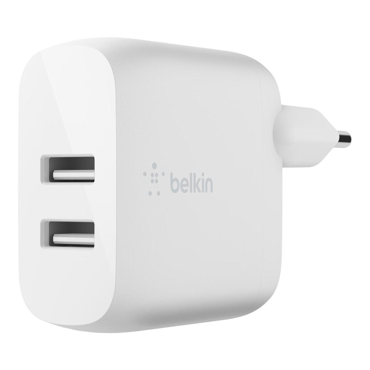 Belkin WCE001VF1MWH Caricabatterie per dispositivi mobili Bianco Interno (DUAL USB-A CHARGER - W/USB-C CABLE 1M 24W WHITE)
