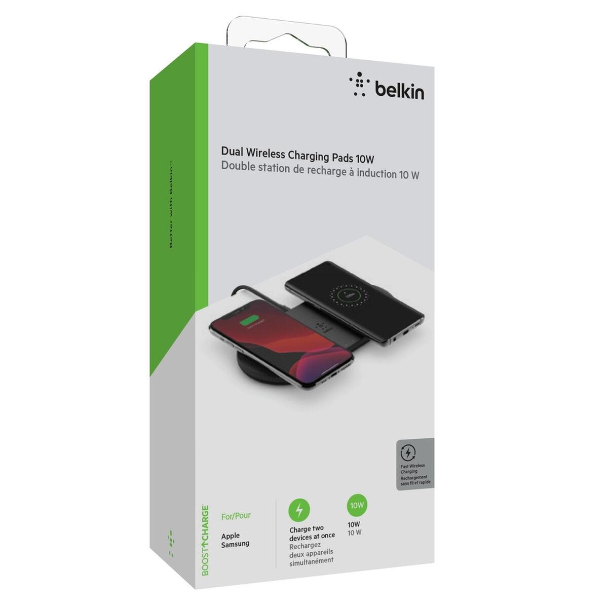 Belkin Tappetino di Ricarica Wireless Doppio 2 X 10W - Nero (2X10W DUAL WIRELESS CHARGINGPAD - W/POWER SUPPLY BLACK)