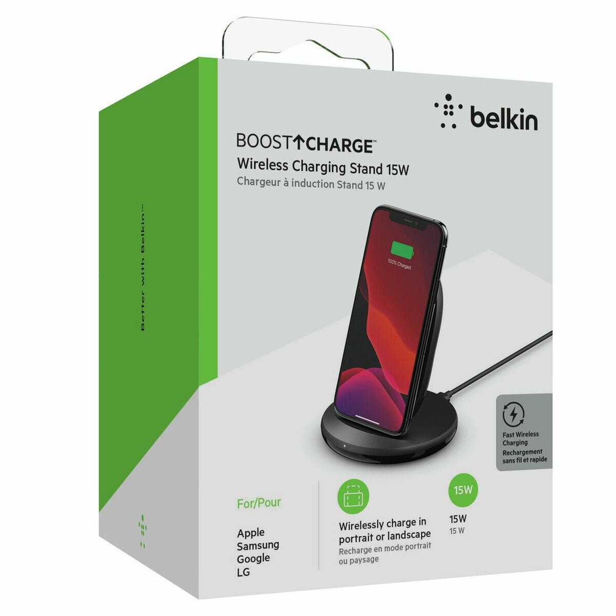 Belkin Boost Charge Smartphone Nero AC Carica wireless Ricarica rapida Interno (15W WIRELESS CHARGING STAND - INCL.POWER SUPPLY