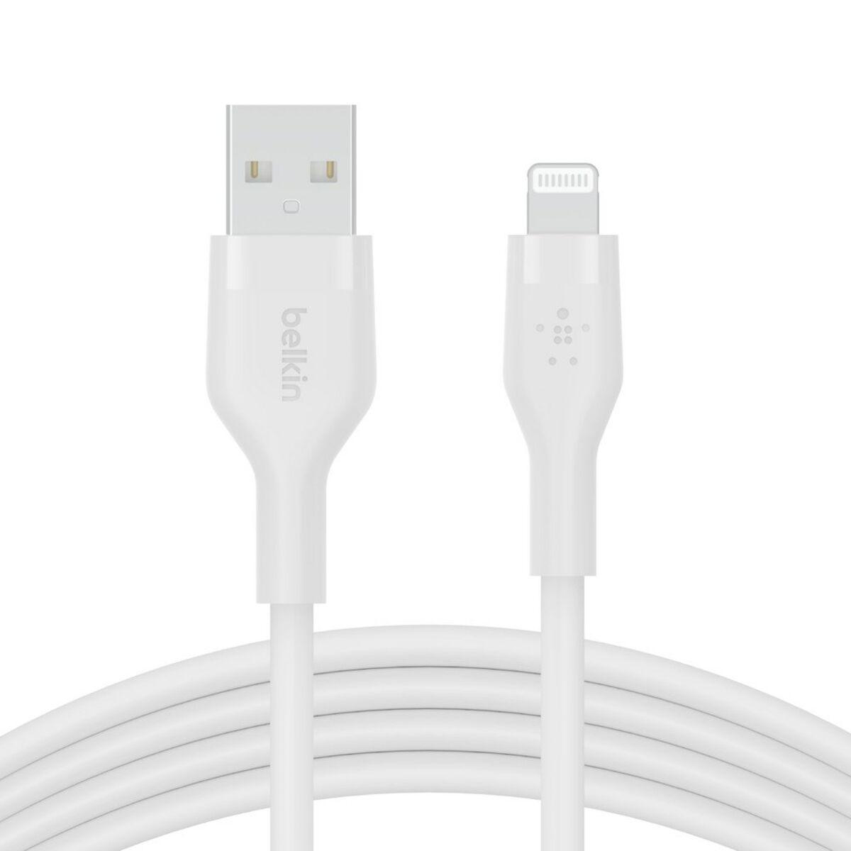 BELKIN CÃ‚BLE SILICONE USB-A LTG 2M BLANC