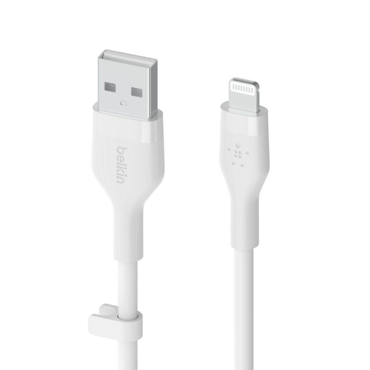 BELKIN CÃ‚BLE SILICONE USB-A LTG 2M BLANC