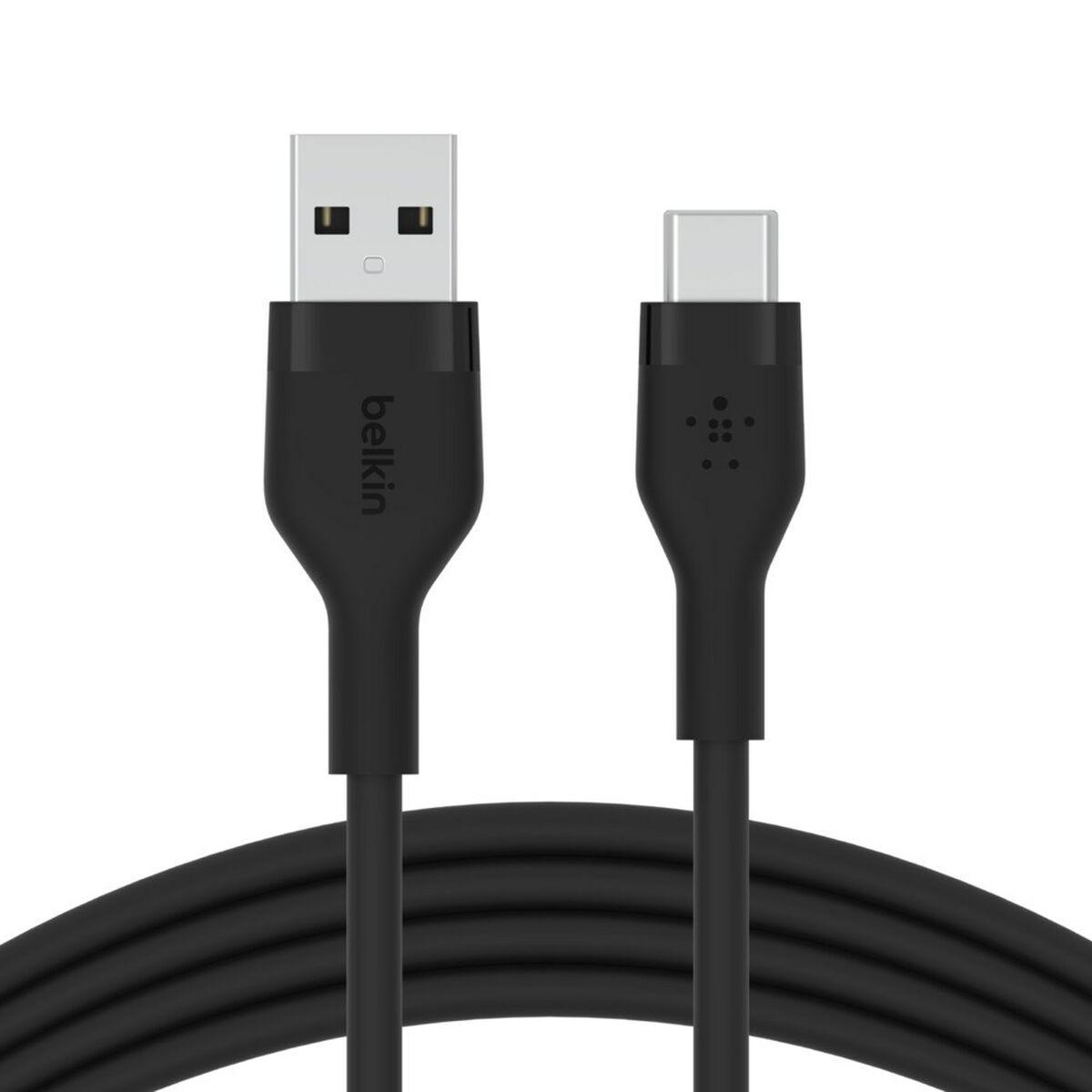 Belkin BOOSTCHARGE Flex cavo USB 3 m USB 2.0 USB A USB C Nero (FLEX USB-A/USB-C SILICONE CBL F - SILICONE CABLE SUPPORTS FAST C