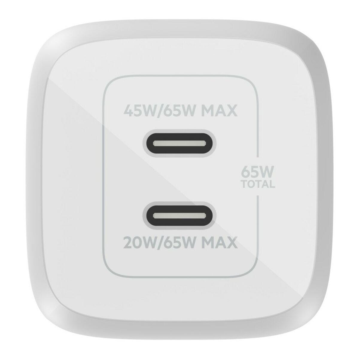Belkin WCH013vfWH Computer portatile Smartphone Tablet Bianco AC Ricarica rapida Interno (BELKIN 65W DUAL USB C GAN - CHARGER U