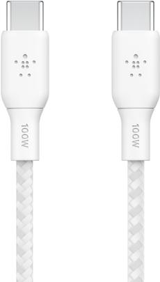 Belkin CAB014bt3MWH cavo USB 3 m USB 2.0 USB C Bianco (BELKIN BRAIDED USB-C TO USB-C - CABLE SUPPORTS FAST CHARGING UP)