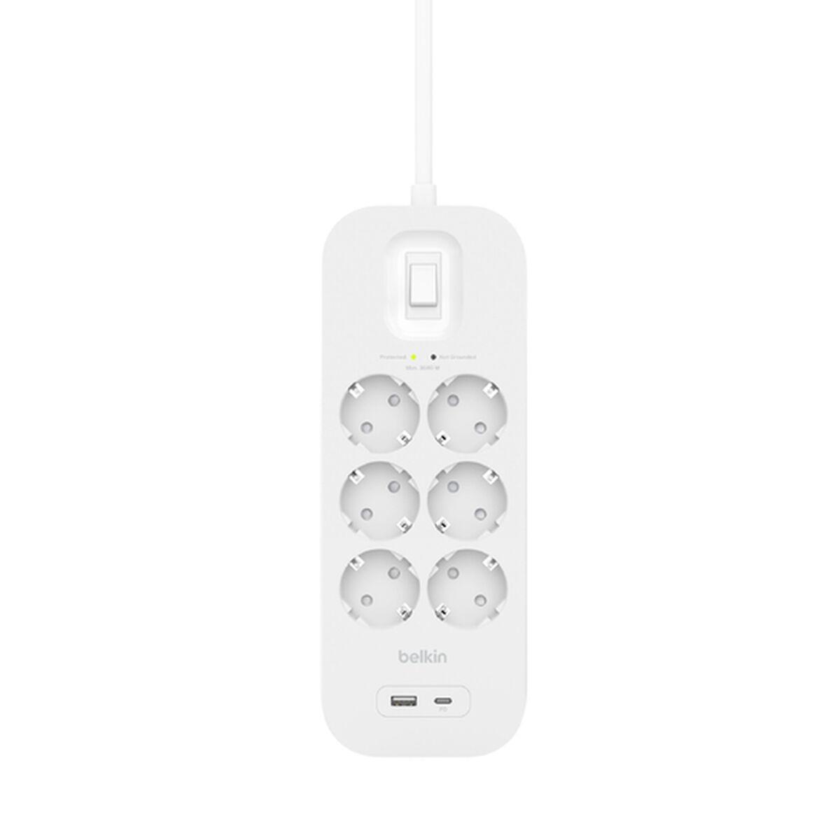 Belkin Connect Bianco 6 presa[e] AC 2 m (SOCKET STRIP WITH OVERVOLTAGE - PROTECTION 6 SOCKETS WITH 1 X US)