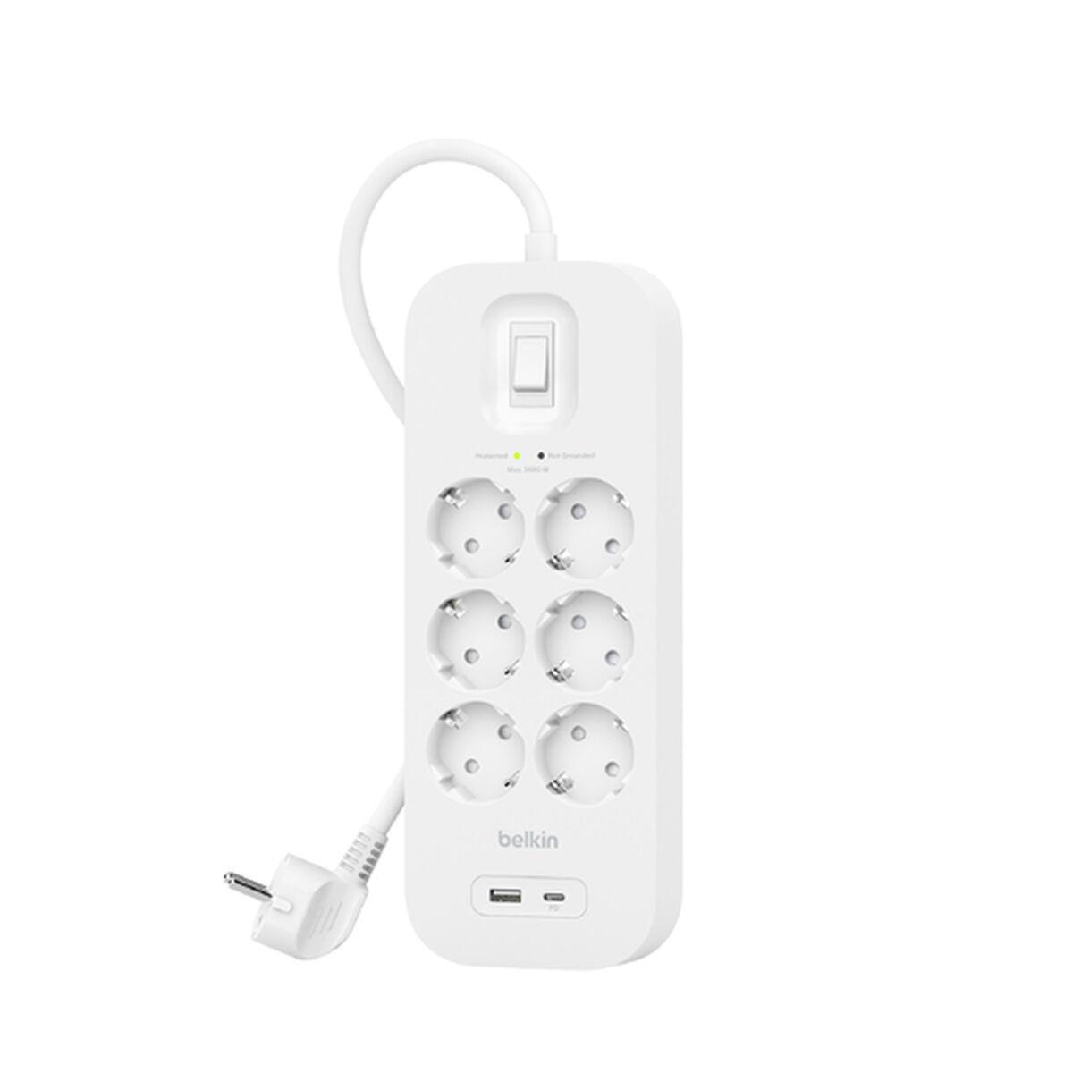 Belkin Connect Bianco 6 presa[e] AC 2 m (SOCKET STRIP WITH OVERVOLTAGE - PROTECTION 6 SOCKETS WITH 1 X US)