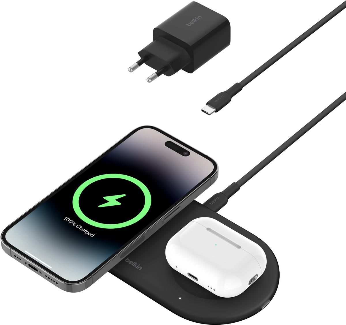 Belkin WIZ021VFBK organizzatore per stazioni di carica Libera installazione Plastica Nero (BOOST CHARGE PRO 2IN1 LADEPAD Q - 5