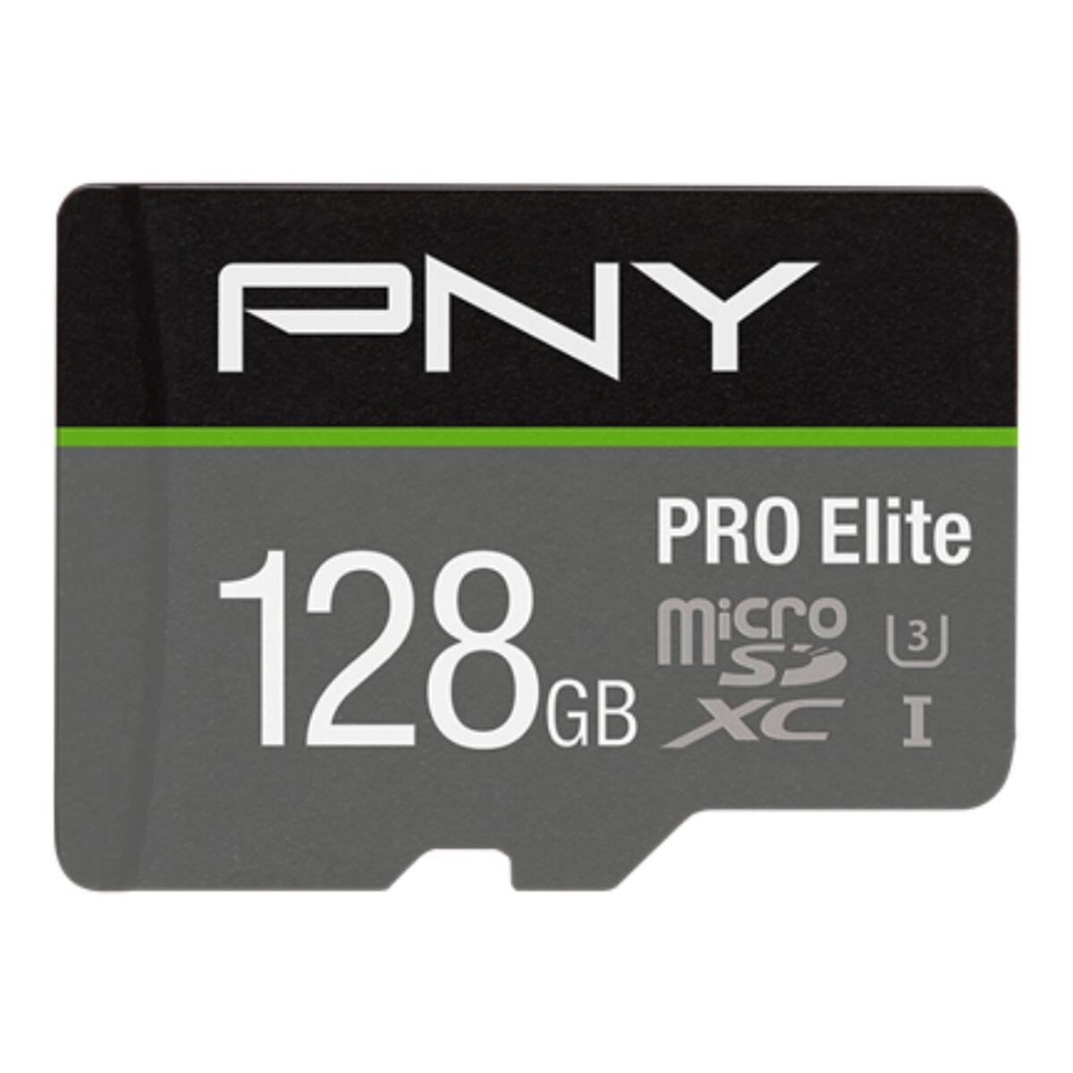 SD-MICRO PNY 128/GBPRO Elite Class 10 / UHS-I U3 A1 V30 READ100MB/WRITE90 MB/S (4K-FHD) SDU128V31100PRO-GE