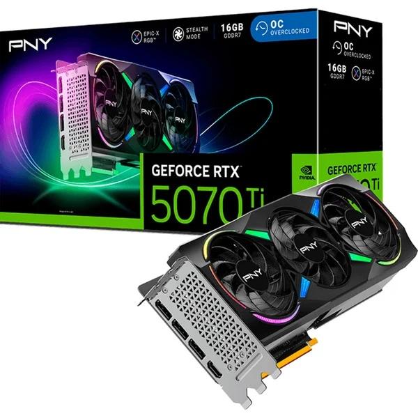 PNY GeForce RTX 5070 Ti OC NVIDIA 16 GB GDDR7 (PNY 16GB RTX5070TI OC Triple Fan 3xDP/HDMI GeForce RTX5070Ti 16GB Overclocked Tr
