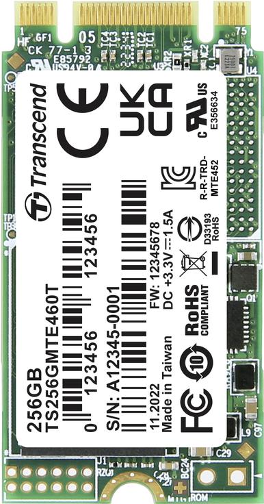 Transcend MTE460T 256 GB M.2 PCIE NVME SSD 2242 PCIE NVME 3.0 X2 Retail TS256GMTE460T (TS256GMTE460T)