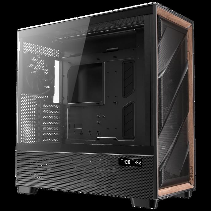 Antec Flux PRO Full Tower PC Case with Tempered Glass Black/Wood 6 Pre-Installed Fans USB Type-C E-ATX/ATX/mATX/mITX Compatibil