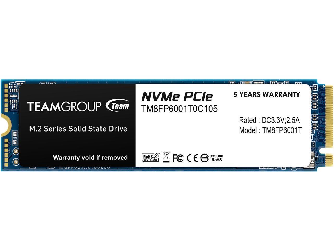 TEAM GROUP ELITE SOLID STATE DRIVE SSD 1TB MP33 M.2 NVMe PCIe 3.0 4X TM8FP6001T0C101