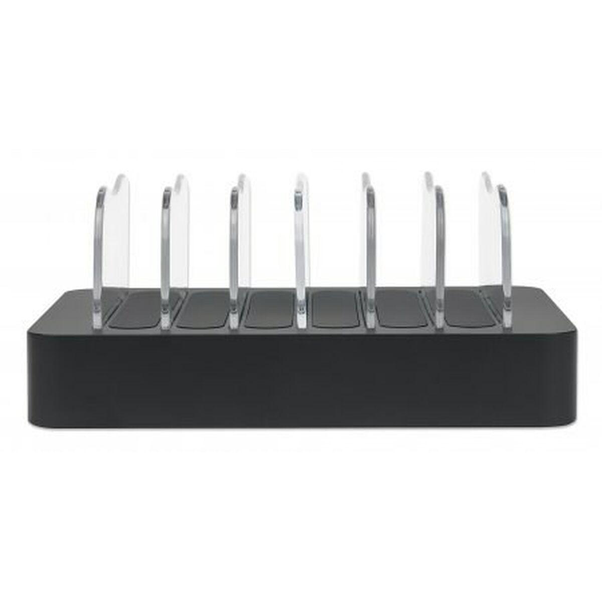 Manhattan 102254 organizzatore per stazioni di carica Nero (Charging Station, 6X Usb-A - Ports, Outputs: 6X 2.4A, - Smart Ic, L