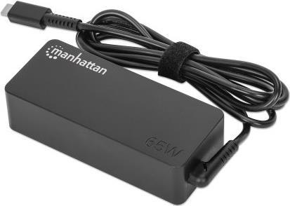 MANHATTAN USB-C Power Delivery Alimentatore per laptop Cavo di alimentazione UE staccabile da 65 W Cavo USB-C PD integrato Nero