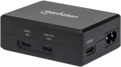 Hub di ricarica Manhattan Smart Video Power Delivery dock multiporta con una porta HDMI porta USB-C PD fino a 45 W USB-C fino a