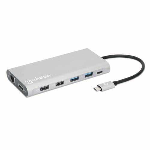 Manhattan 130660 replicatore di porte e docking station per laptop Cablato USB 3.2 Gen 1 3.1 Gen 1 Type-C Alluminio (USB-C Dock